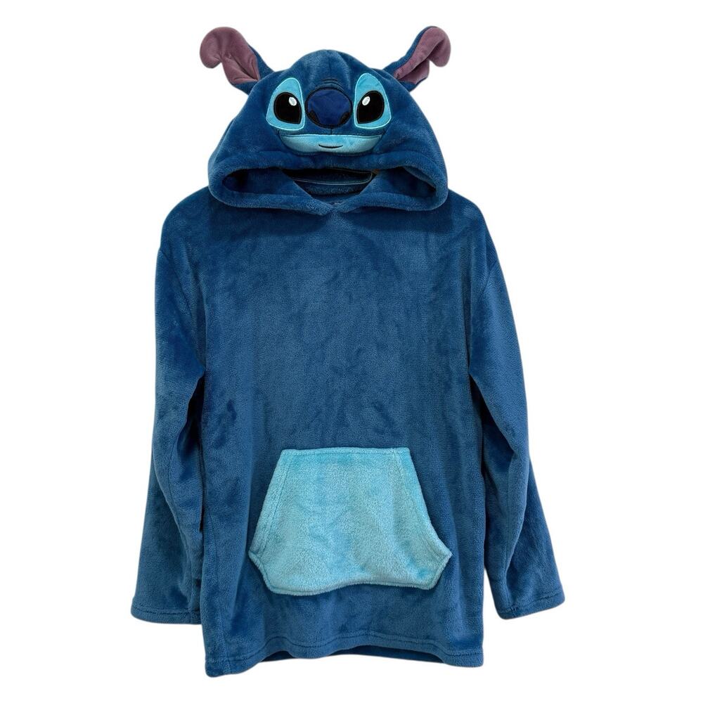 Disney Stitch Plush Hoodie Sweatshirt M Unisex‎ Blue Fleece Costume Cosplay Lilo
